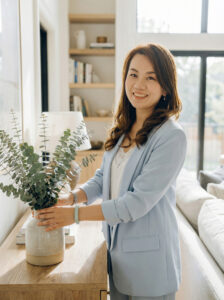 Gloria Liu, Oakville Senior Real Estate Specialist, providing compassionate downsizing consultation to senior clients regarding emotional support and moving checklists.